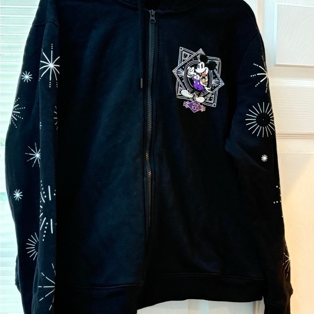 Disneyland 100 anniversary Black and Purple zip up hoodie  NWOT
